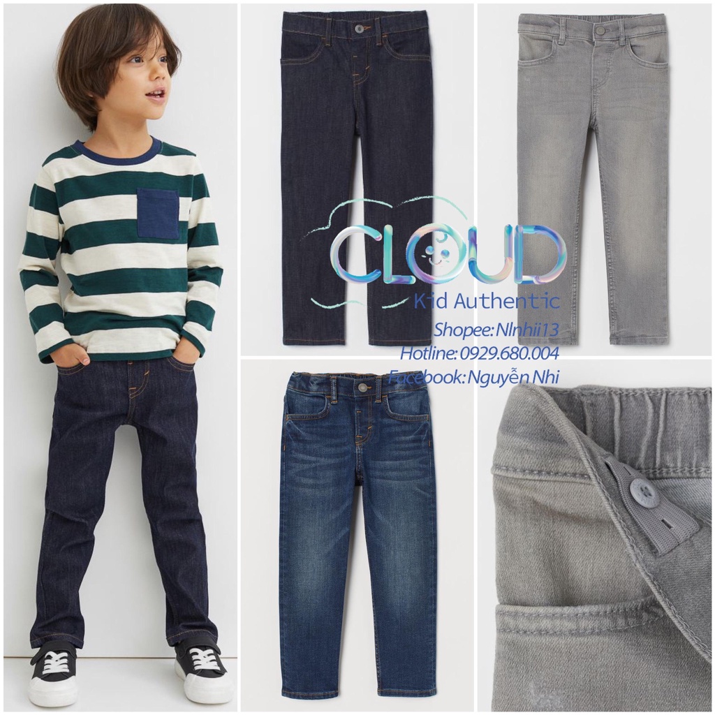 Quần slim fit jeans cho các bé size từ 1.5-2y đến 8-9y HM ES chính hãng