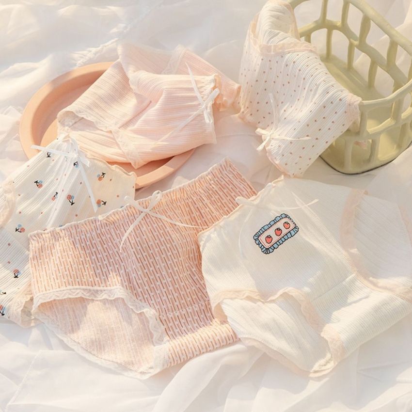 Quần lót nữ Cotton Cao Cấp viền ren, đính nơ cute dễ thương siêu mềm mại- L8036