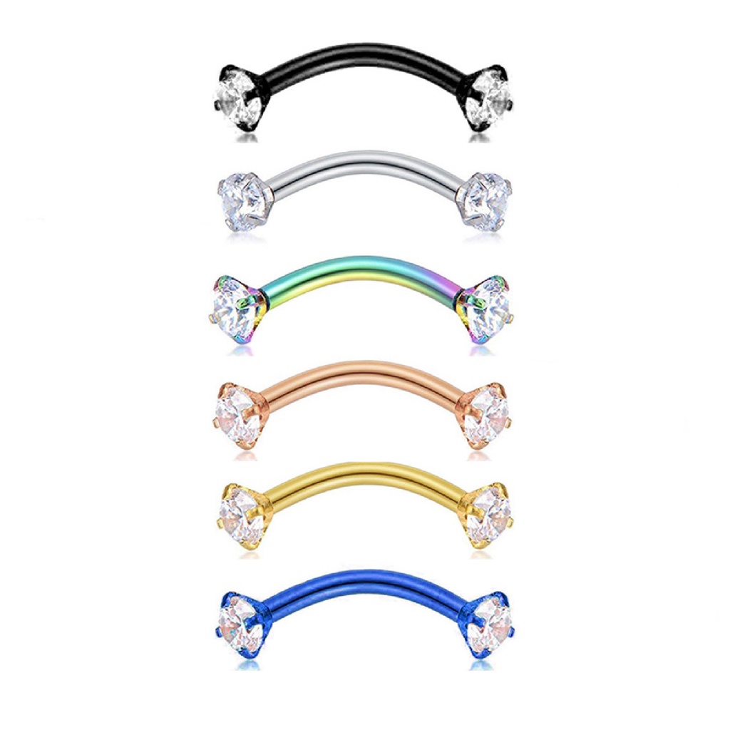 Khuyên Xỏ Lông Mày / Cơ Thể Bằng Thép Đính Đá Zircon Chống Mòn Thời Trang Cho Nữ