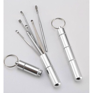 Bộ Dụng Cụ Ngoáy Tai Inox 6 Món - Bộ Lấy Ráy Tai Thép Không Rỉ 6 Món