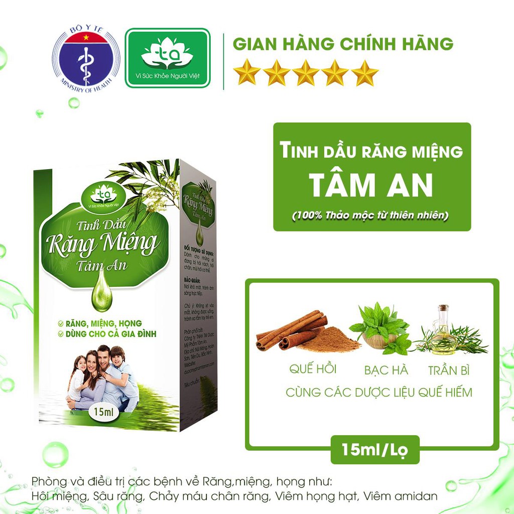 [HÀNG CHÍNH HÃNG] Tinh Dầu Răng Miệng Tâm An - Hôi Miệng, Sâu Răng, Chảy Máu Chân Răng, Viêm Họng Hạt, Viêm Amidan