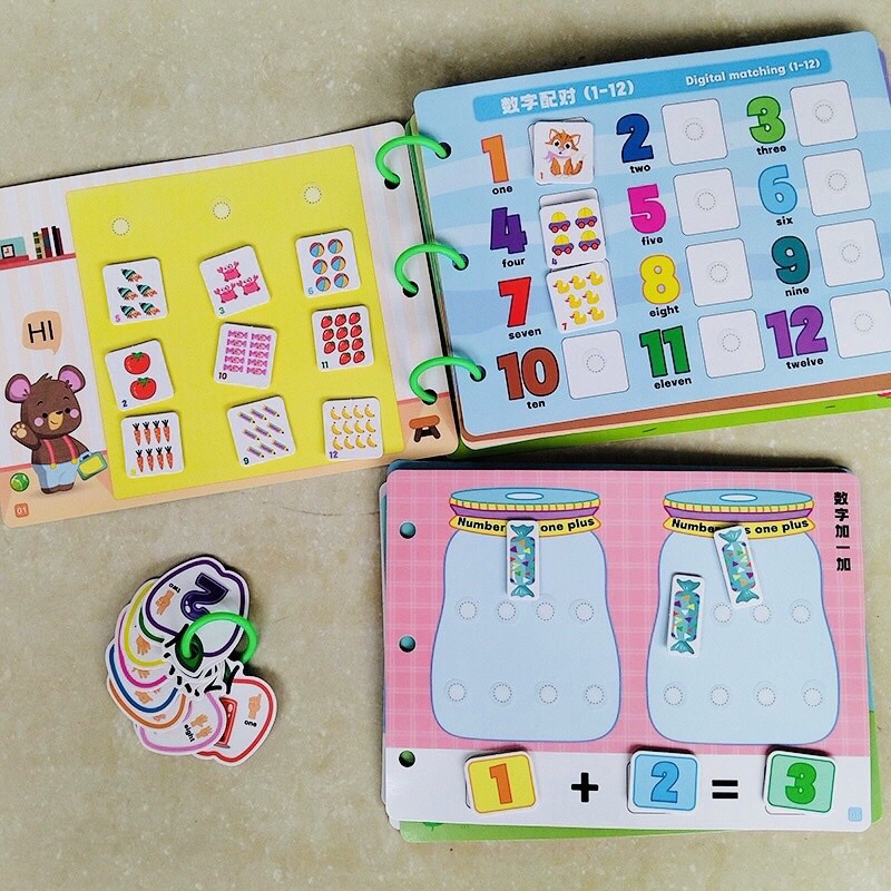 Học liệu Toán học thông minh đầu đời cho bé Mathematics Quiet Book,Học liệu bóc dán Montessori, Sách Bóc Dán Toán