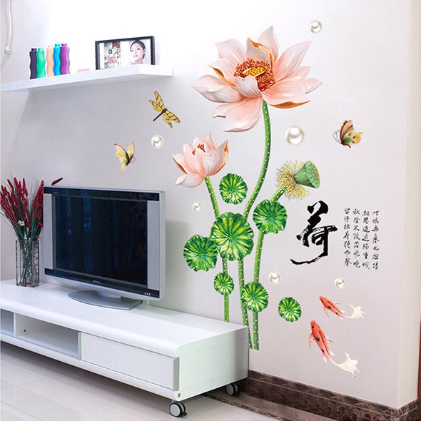 Decal trang trí tường Hoa Sen nỏ hồng nhạt