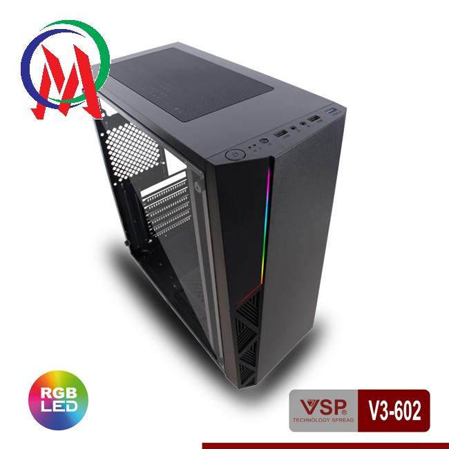 Vỏ Case VSP V3-602 Có Sẵn LED RGB Và nắp hông Trong Suốt