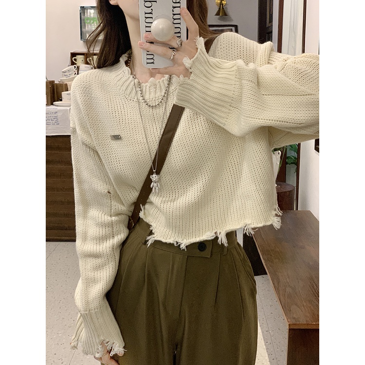 DUNEA Áo Thun Tay Dài Cổ Tròn Họa Tiết Sọc Caro Thời Trang Hàn Quốc