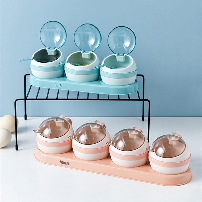 [TẶNG QUÀ]Set bộ 3 - 4 hộp/lọ/hũ đựng gia vị kết hợp khay nhựa PP cao cấp nhà bếp | BigBuy360 - bigbuy360.vn