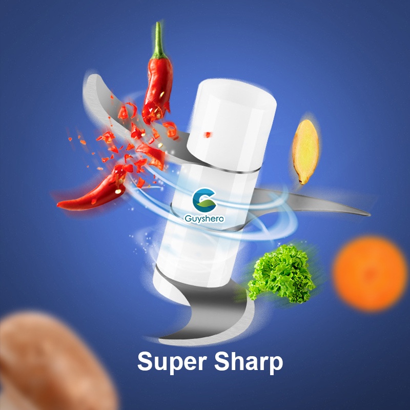 Guyshero Máy xay thực phẩm rau củ quả 3 lưỡi dao bằng thép không gỉ chạy điện sạc được đa năng 250ml