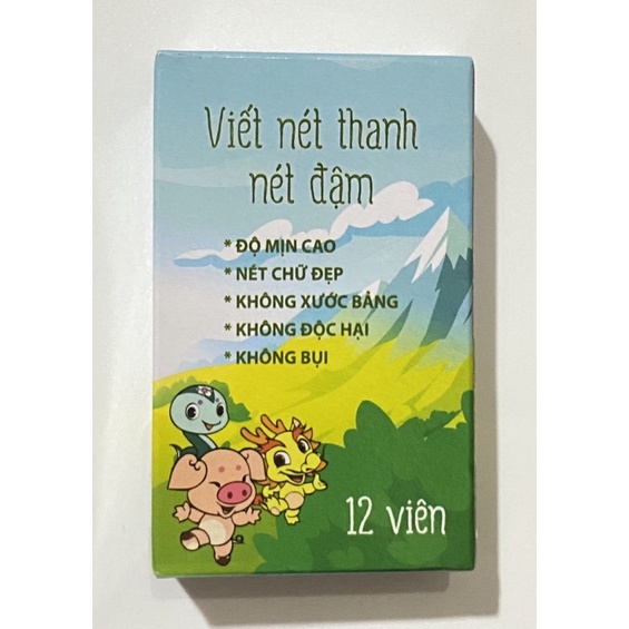 Hộp 12 viên Bút phấn trắng không bụi Đức Thanh_Phấn có vỏ bọc bên ngoài