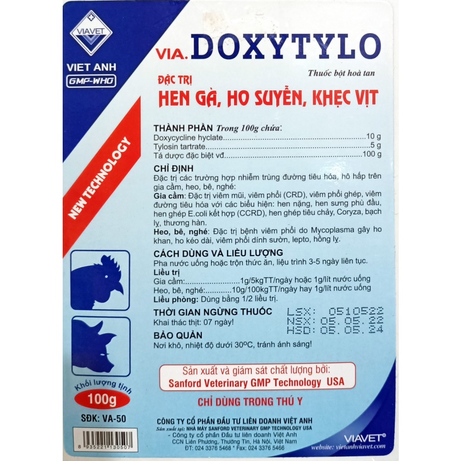Hen gà DOXYTYLO  Ho suyễn, khẹc vịt... CRD, CCRD, Coryza...