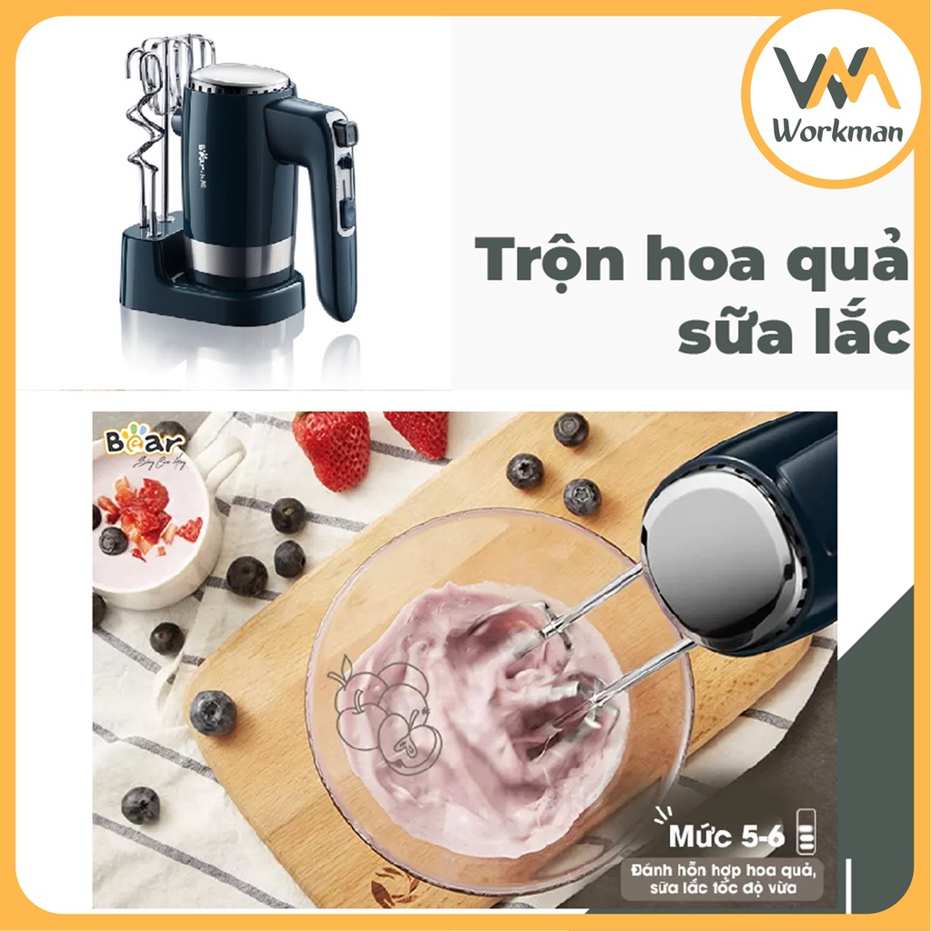 Máy Đánh Trứng Đánh Kem Trộn Bột Cầm Tay Bear - 10 Cấp Độ - HÀNG CHÍNH HÃNG