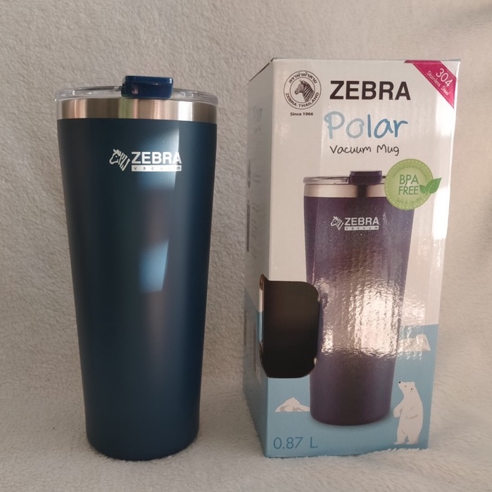 Ly giữ nhiệt inox zebra Thái Lan tặng kèm túi vải có quai đeo 870ml - 112702 màu đỏ