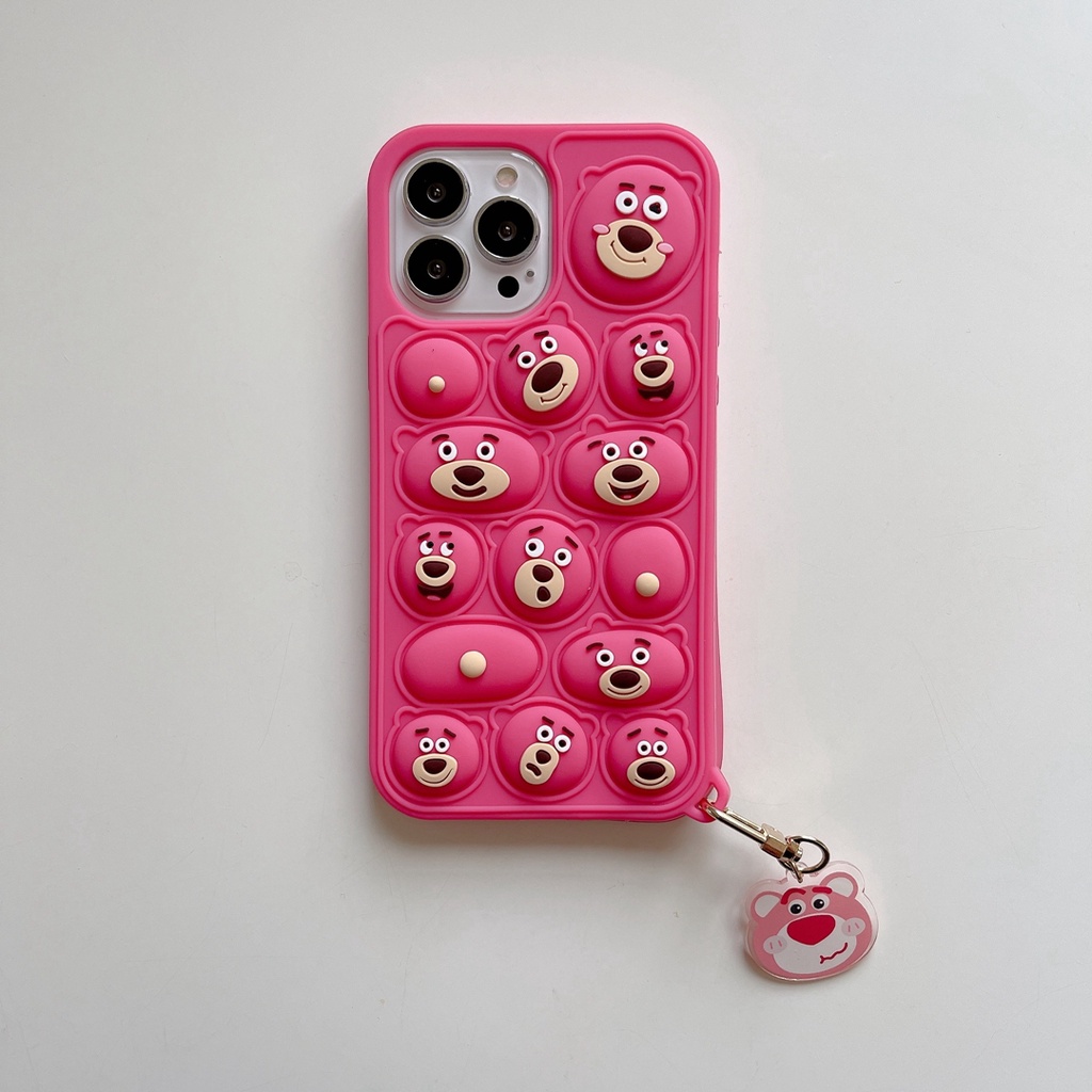 Ốp Điện Thoại Silicon Mềm Hình Gấu 3D Kèm Móc Khóa Cho Iphone 14 pro max 14 13 12 11 pro max xs xr x 6 6s 7 8 plus