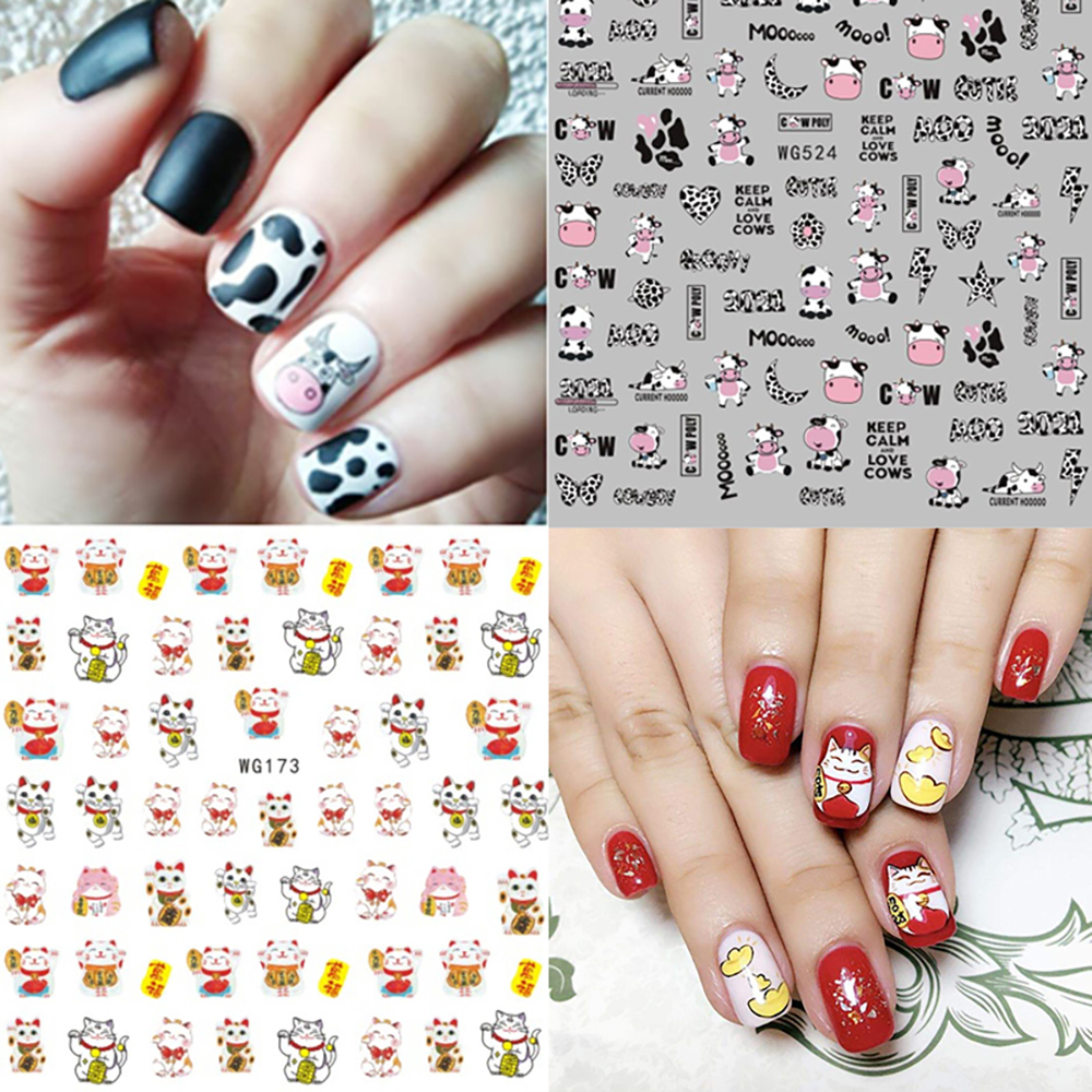 [Hàng mới về] Nhãn dán trang trí móng tay nghệ thuật 3D phong cách năm mới
