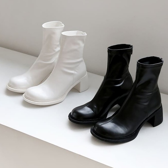 (FREESHIP - CÓ SẴN ĐEN SIZE 39) Giày Bốt nữ Cao Gót kéo khóa Mũi Tròn - Giày Boots tăng chiều cao | WebRaoVat - webraovat.net.vn