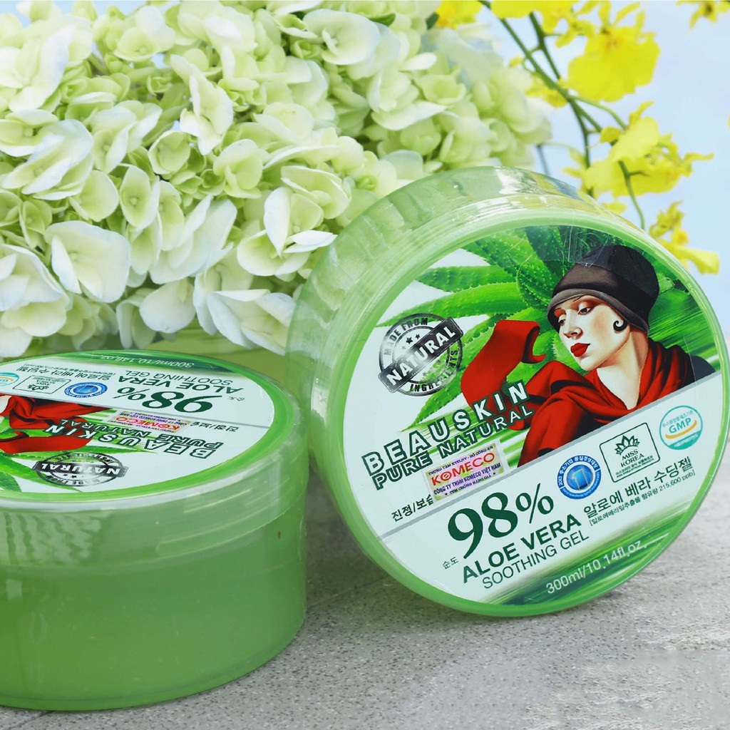 Geo Lô Hội Beauskin Aloe Vera 100% Hàn Quốc Trắng Da, Dưỡng ẩm (300ml/ Hộp)