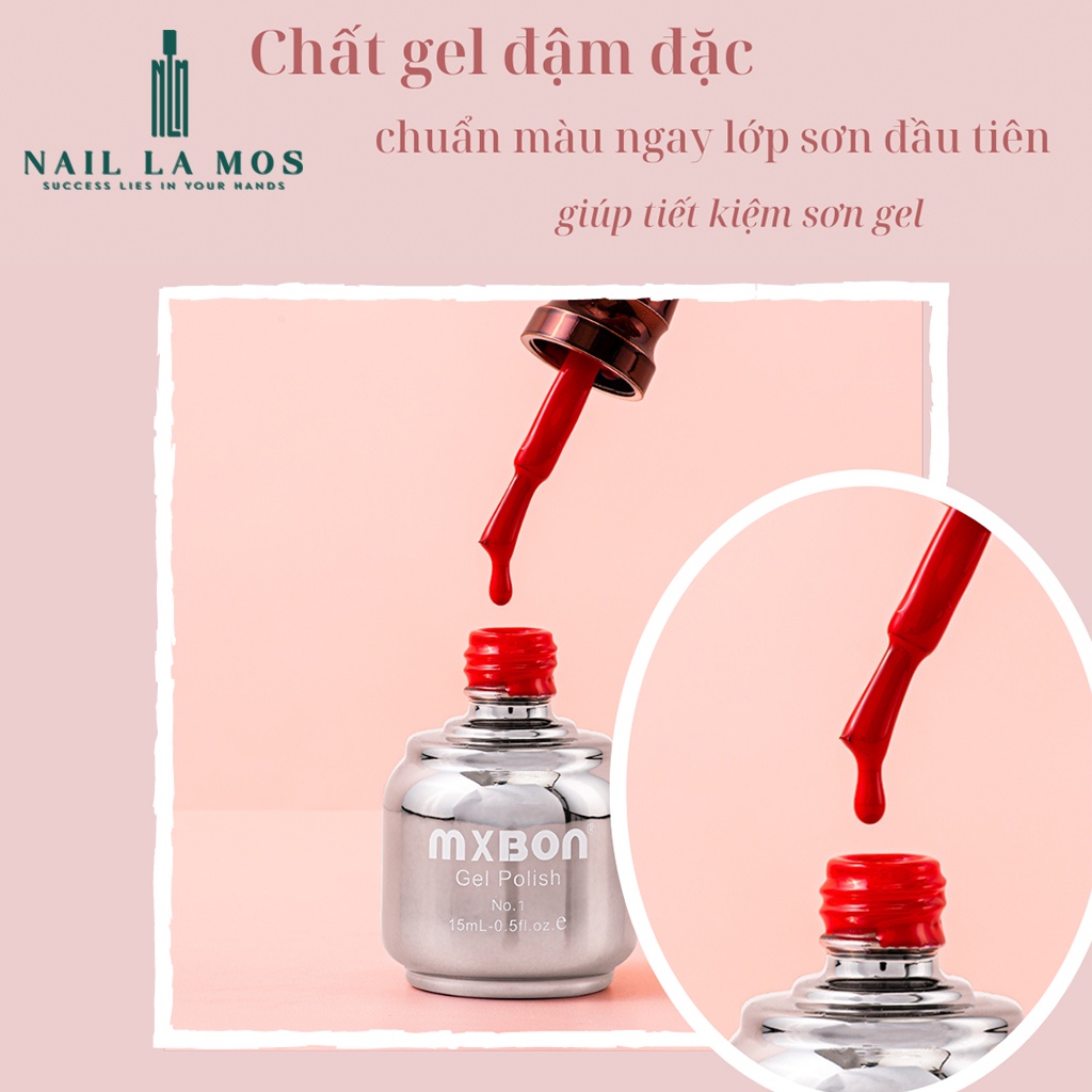 Sơn gel Mxbon chính hãng tone đỏ 6 màu tôn da, chất gel đậm đặc lên chuẩn màu (lẻ 1 màu)