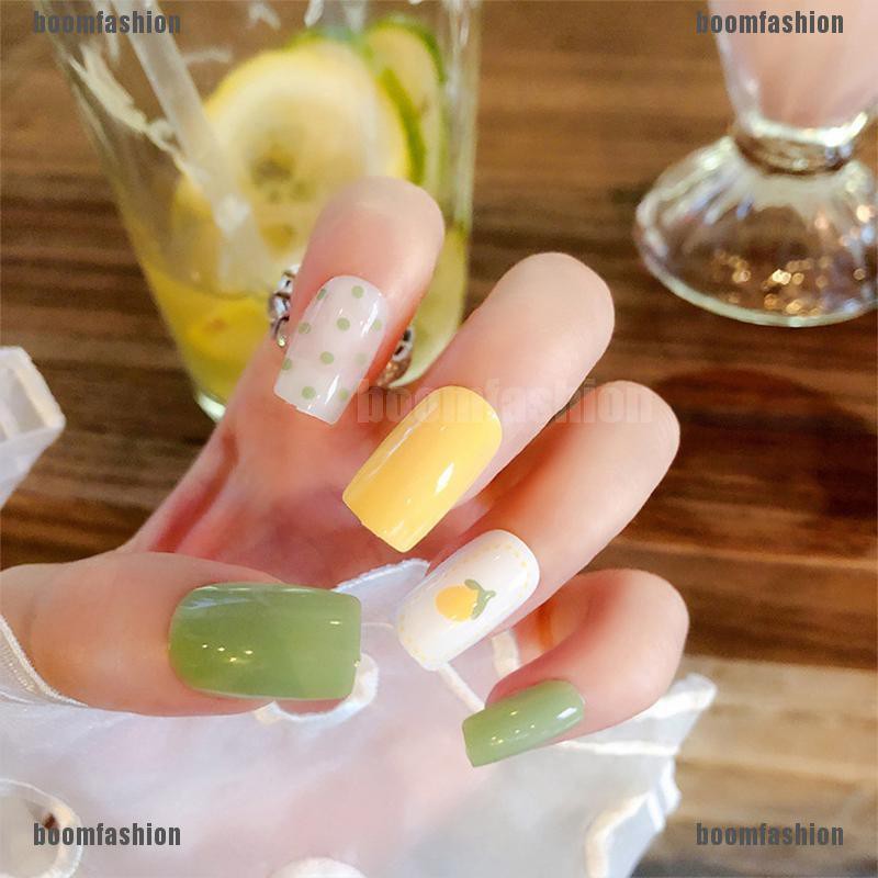 Set 24 Móng Tay Giả Họa Tiết Trái Cây Xinh Xắn Dành Cho Nữ