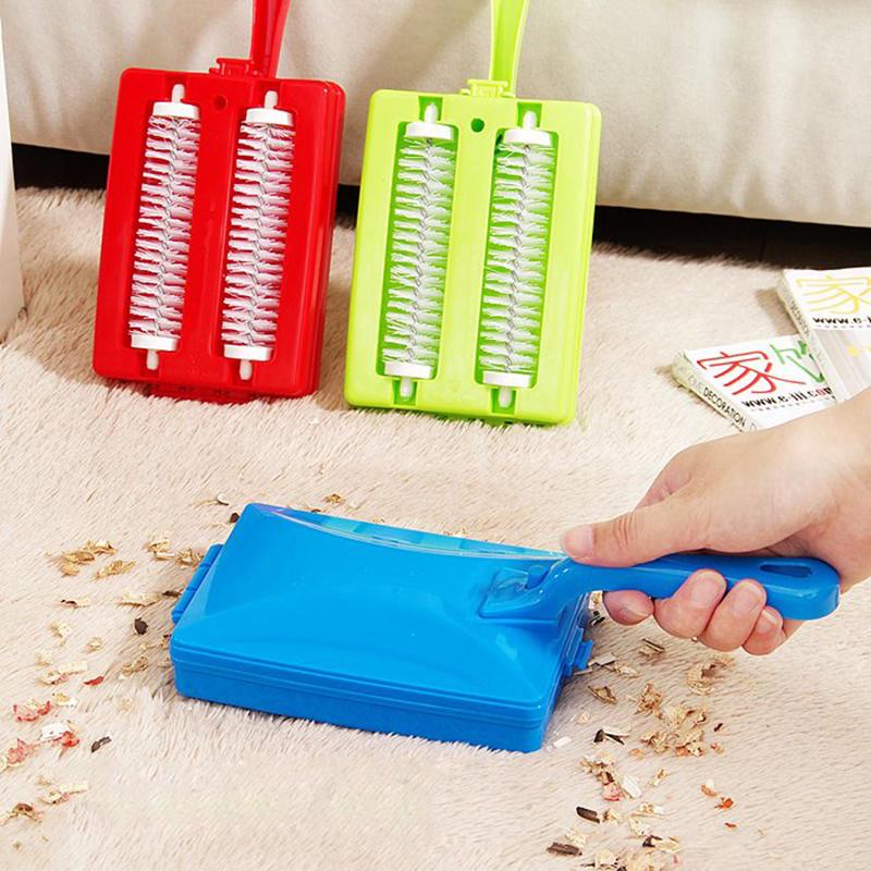 Creative Double Brush Head Carpet Sofa Brush Handheld Sweeper Crumb Dirt Pet Hair Cleaner Roller Home Cleaning Brushes Dust Remover