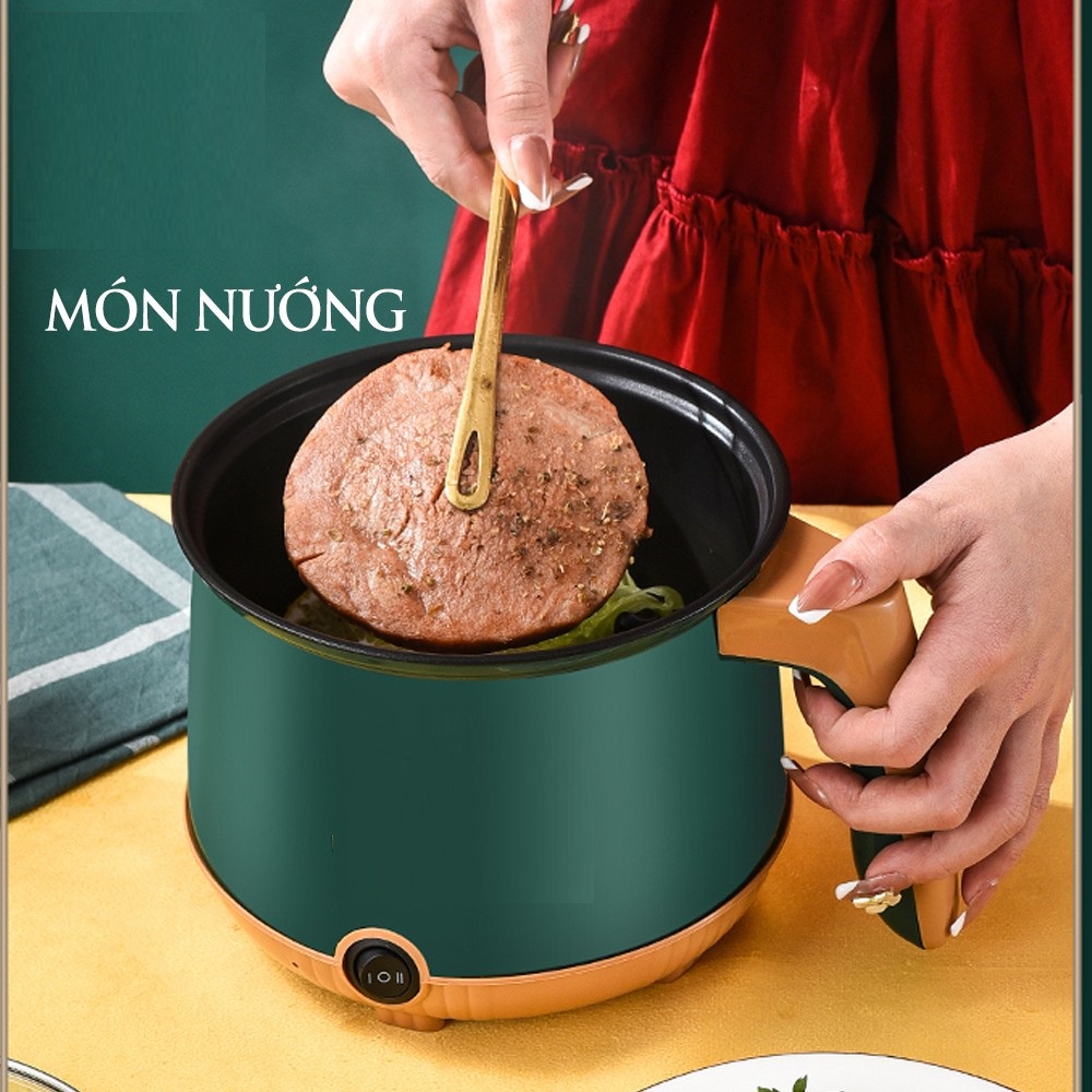 Nồi Điện Mini 2 Tầng Đa Năng Chiên Xào Nấu ăn nấu cơm nấu lẩu mini cho 1-2 người hàng chính hãng bảo hành 24 tháng
