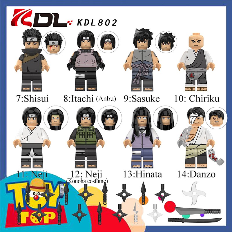 [Một con] Đồ chơi nhân vật Naruto Ninja - Minifigures các mẫu Sasuke , Itachi , Konoha , Hyuga , Uchiha ...KDL 802