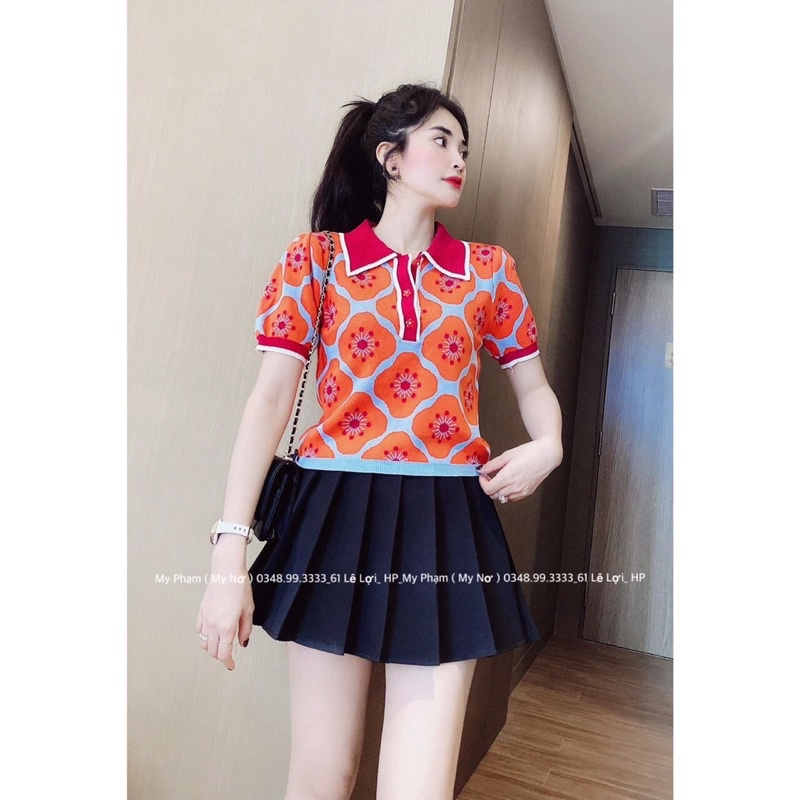 ÁO LEN CỘC TAY MÀU HOA CAM