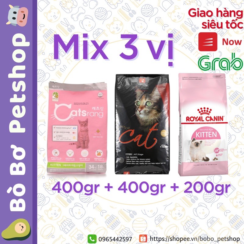 Thức ăn hạt cho mèo | MIX 3 Vị Catsrang + Cat's eye + Royal Canin | 1kg