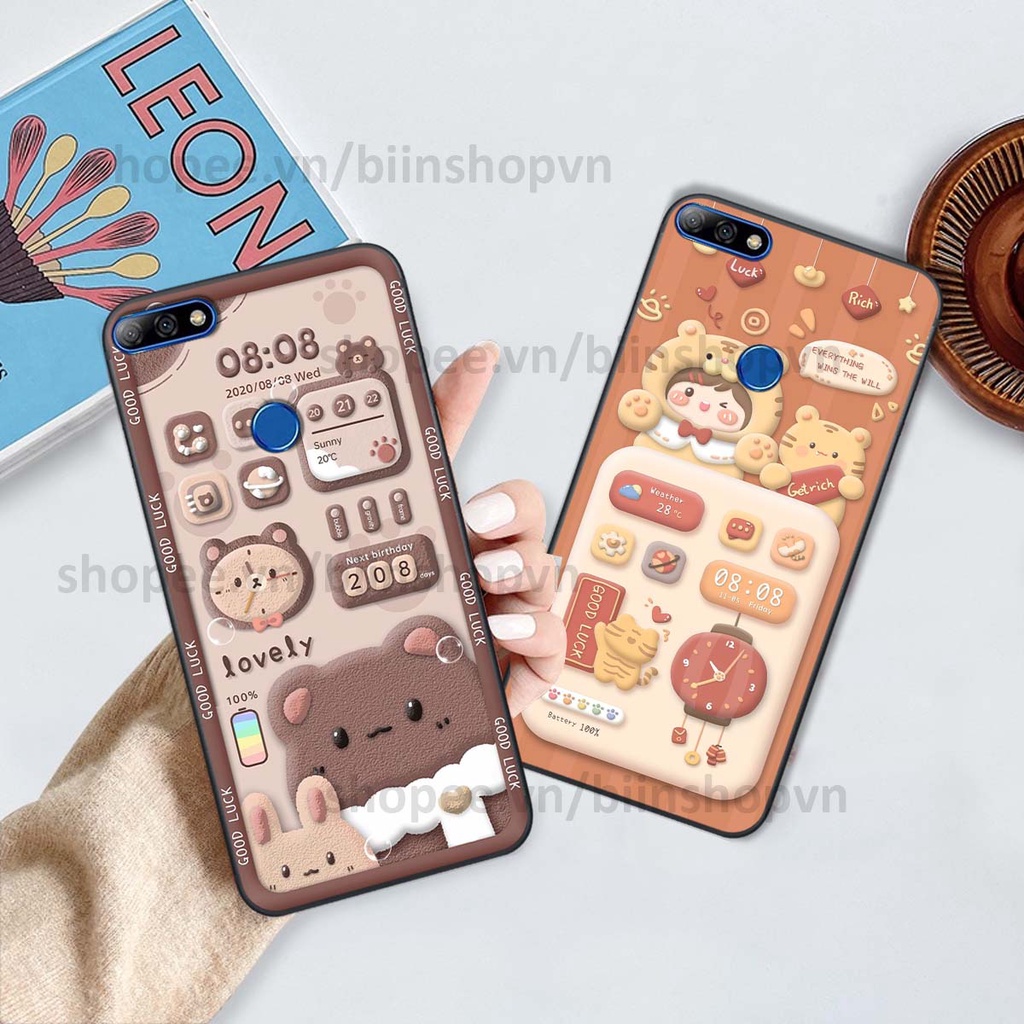 Ốp Huawei Y7 Prime 2018 / Y7 Pro 2018 in 3D icon gấu nổi siêu xinh, siêu đáng yêu, cá tính phong cách