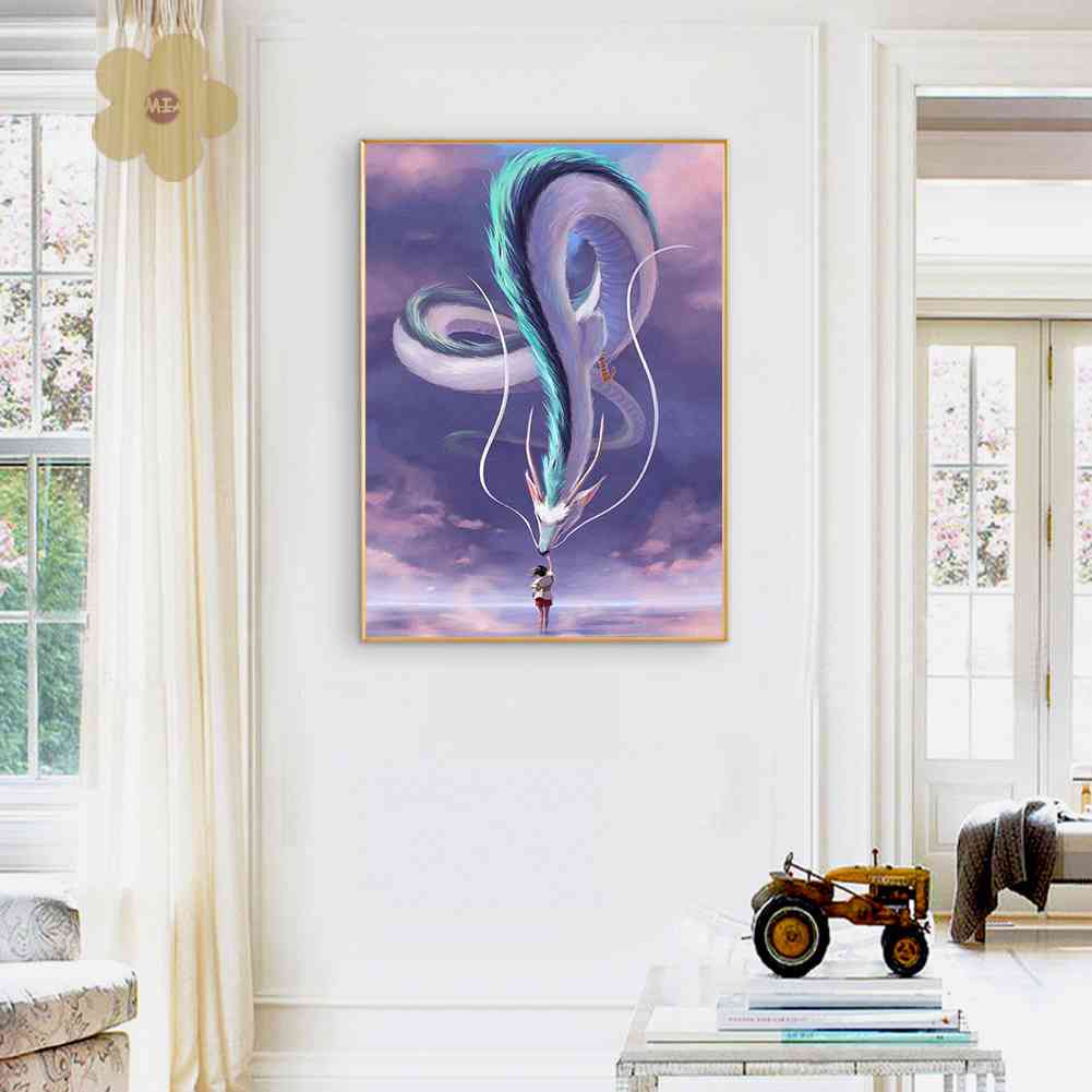 Bộ Tranh Đính Đá 5D DIY Hình Rồng Hoạt Hình Dùng Trang Trí Nhà