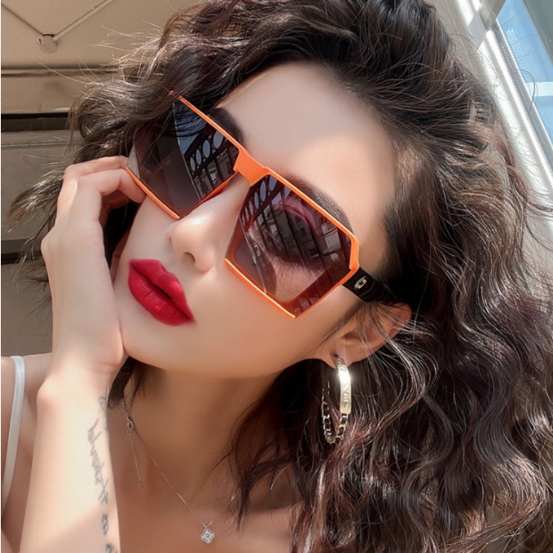 (KIQI-FASHION) COD Kính Mát Gọng Vuông Oversize Chống Tia UV Thiết Kế Đơn Giản Thời Trang Cho Nữ