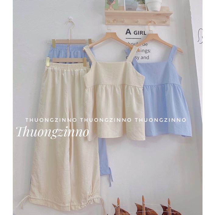 [Ảnh thật/Video] Set Áo Hai Dây Quần Rút Ống Siêu Đẹp