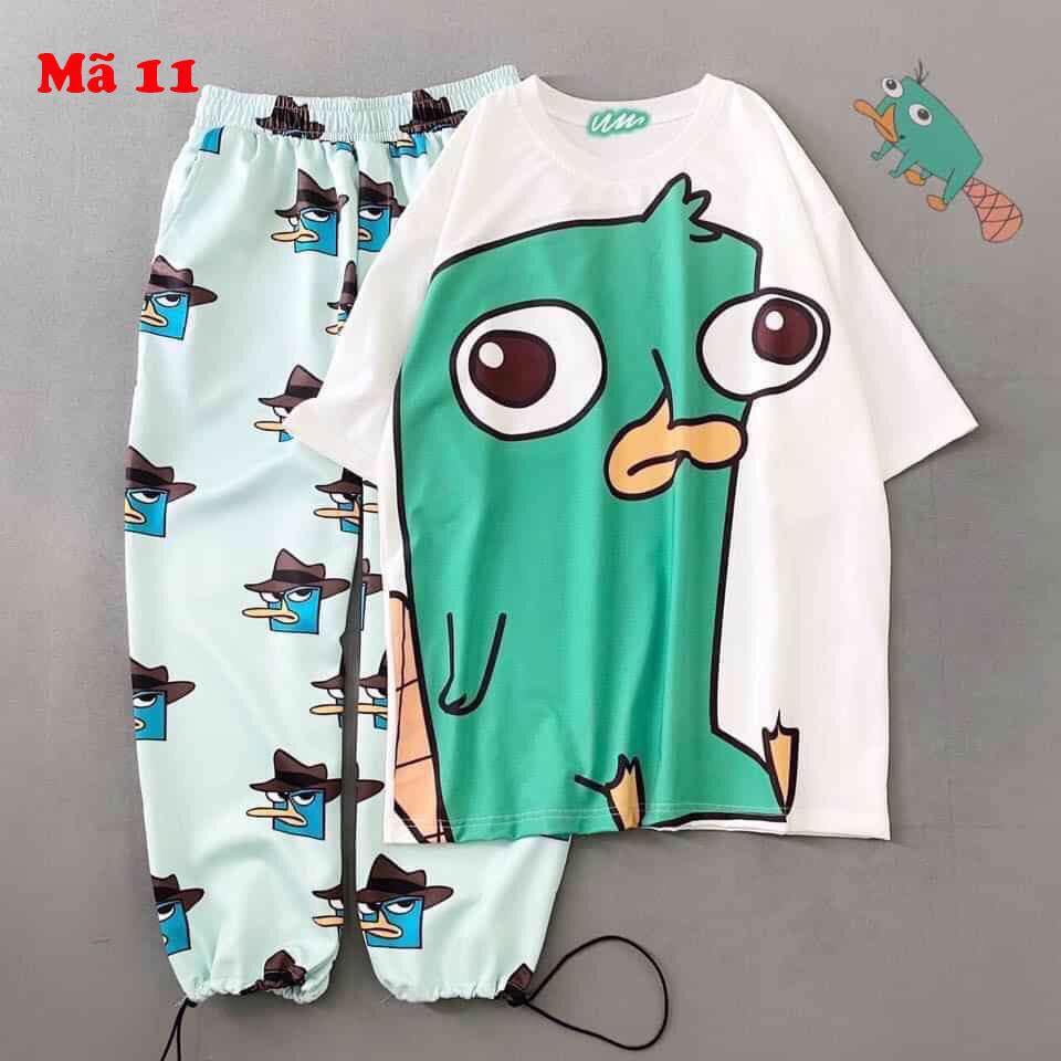 Set Đồ Bộ In Hình cartoon 3D Cute DB17 -Lapi VN Áo+ Quần Đùi Vải Thun Cotton Thoáng Mát