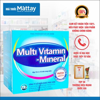 Multi Vitamin Mineral - Phúc Vinh - Hộp 100 Viên - Bổ Sung Vitamin, Khoáng Chất Cần Thiết Cho Cơ Thể