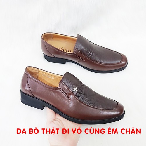 Giày nam da nam trung niên cao cấp da bò thật 100%,đế cao su êm chắc chắn