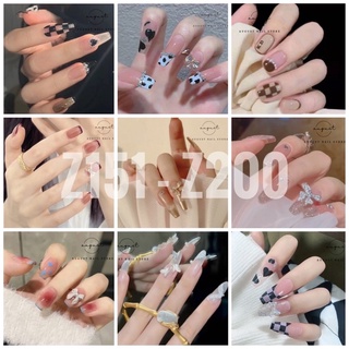 Mã Z151 - Z200 Set 24 móng tay giả gắn charm kèm keo dán móng chuyên dụng