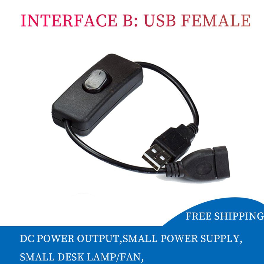 Dây Cáp Chuyển Đổi Đầu Cắm Sang Ổ Cắm Usb Có Công Tắc Bật / Tắt Cho Dây Đèn Led 2a