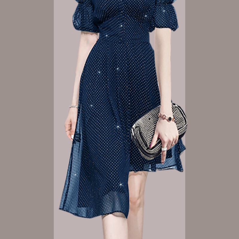 High end big brand temperament celebrity bubble sleeve dress women's new summer 2022 women's dress with a slim waist