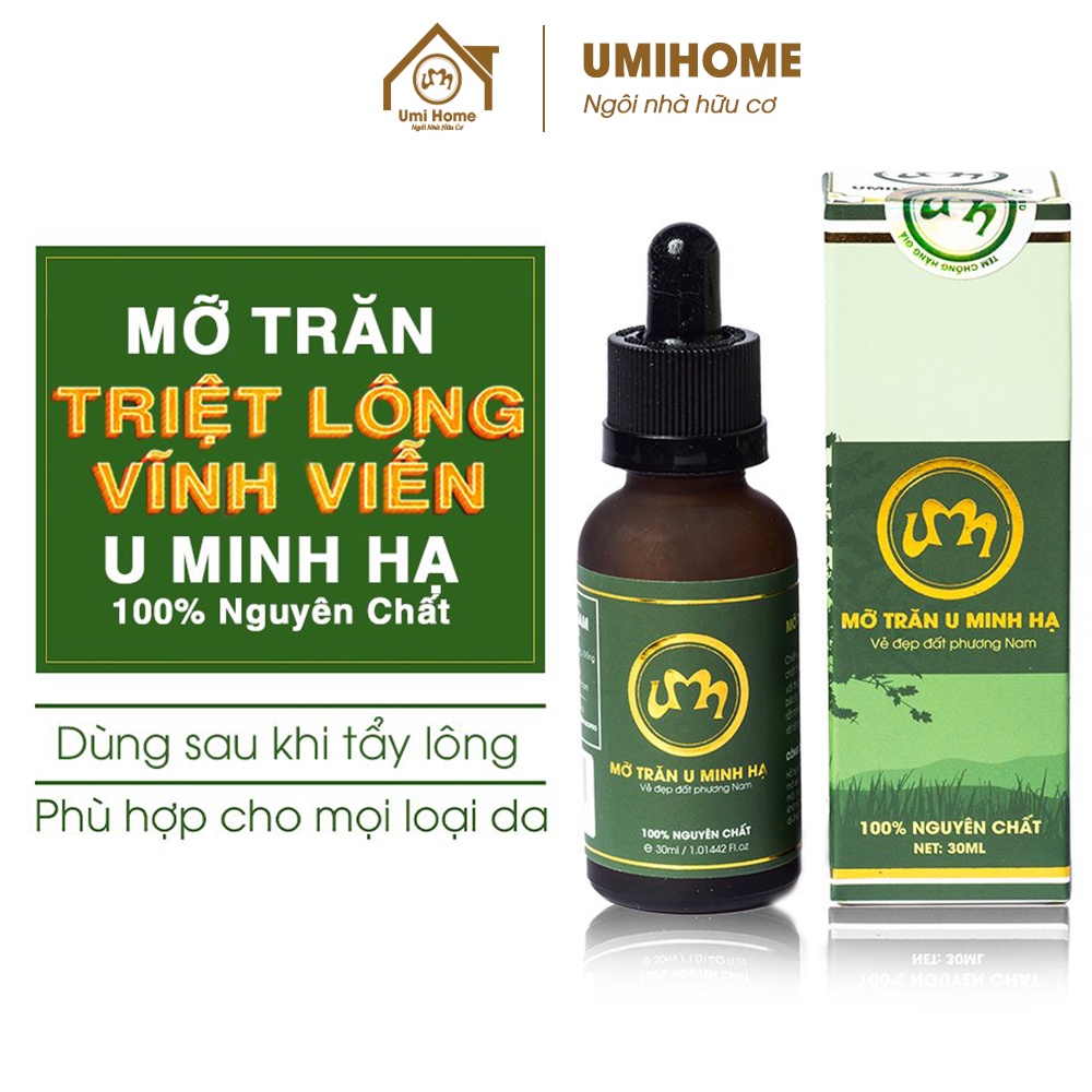 Mỡ trăn triệt lông nguyên chất U Minh Hạ dùng cho vùng Nách, Bikini, Chân Tay, Ngực Bụng UMIHA ORGANIC 10/30ml tại nhà