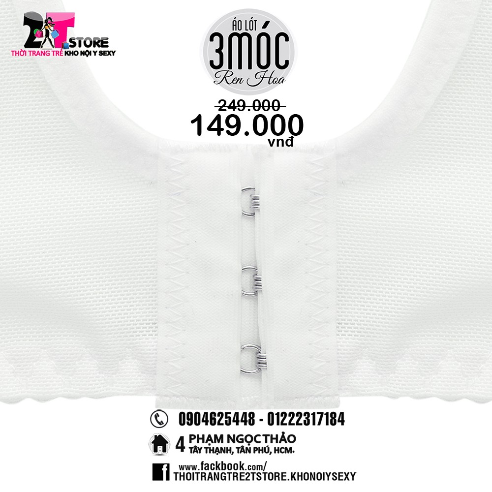 Áo Nâng Ngực Cotton 3 Móc Phối Ren (Trắng)