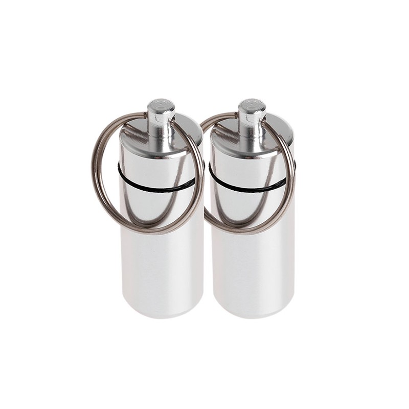 2 x Key Holder Pill Shaped Box Bottle Container Keychain Keyring Waterproof New