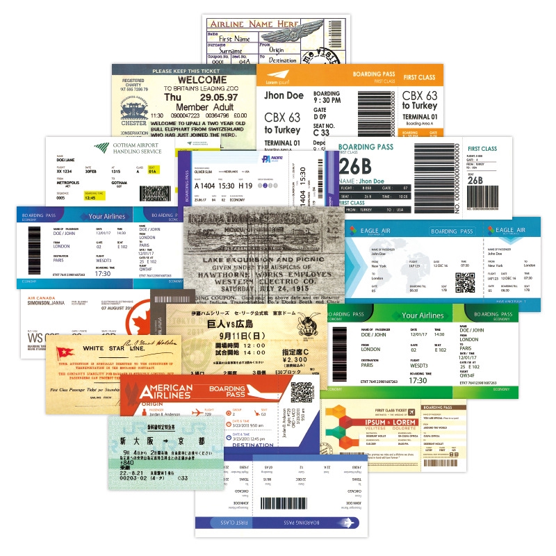 55Pcs/Set ❉ Airlines Flight Series 02 - Airline Company Tickets Air Boarding Pass Tickets Stickers ❉DIY Fashion Mixed Waterproof Doodle Decals Stickers