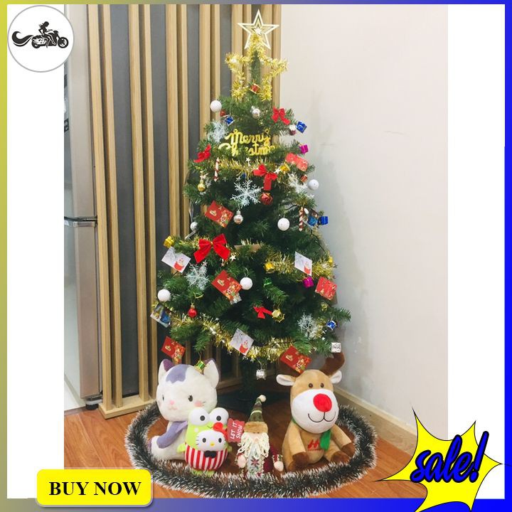 Cây thông noel cao 120cm (1m2) tán dày màu xanh tặng kèm phụ kiện