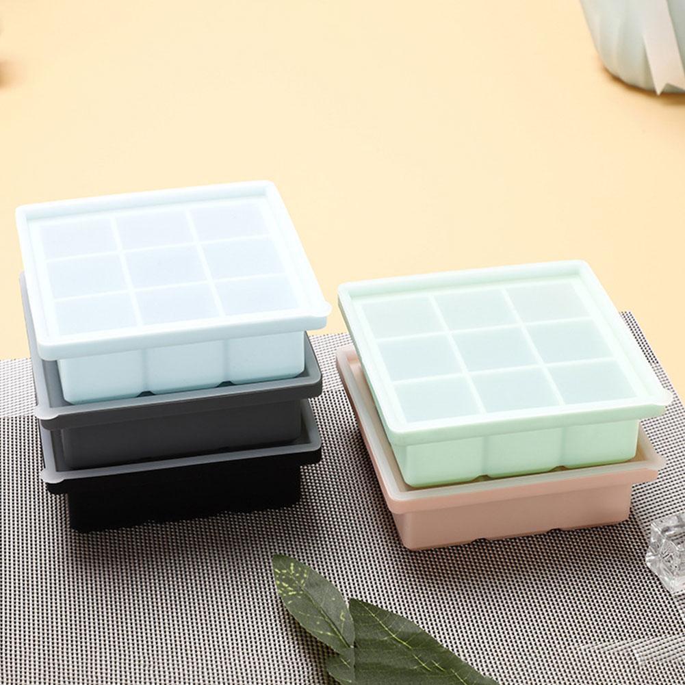 Khay silicone làm đá 9 ngăn có nắp đậy tiện dụng K6P2
