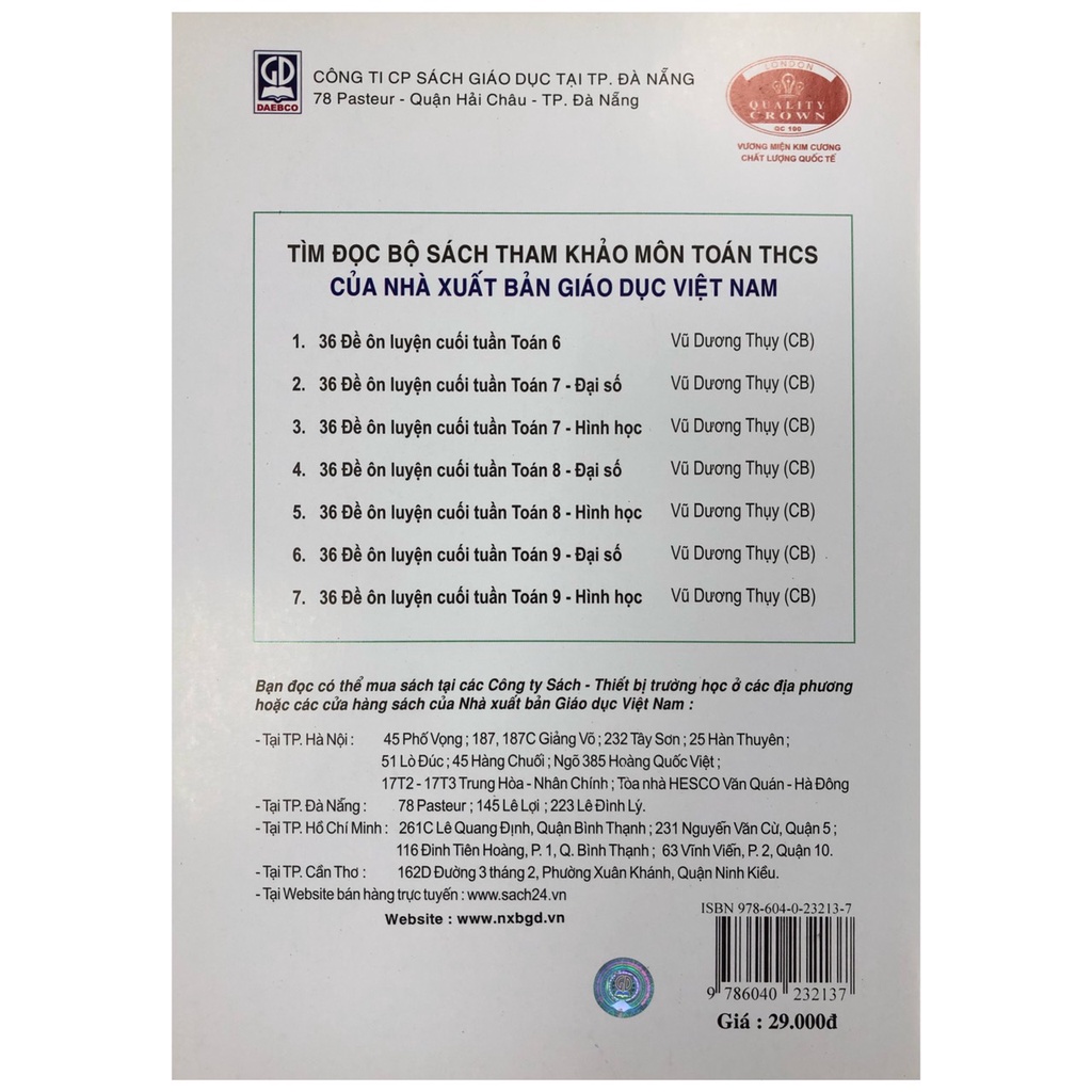 Sách - 36 đề ôn luyện cuối tuần Toán lớp 8 - Đại Số