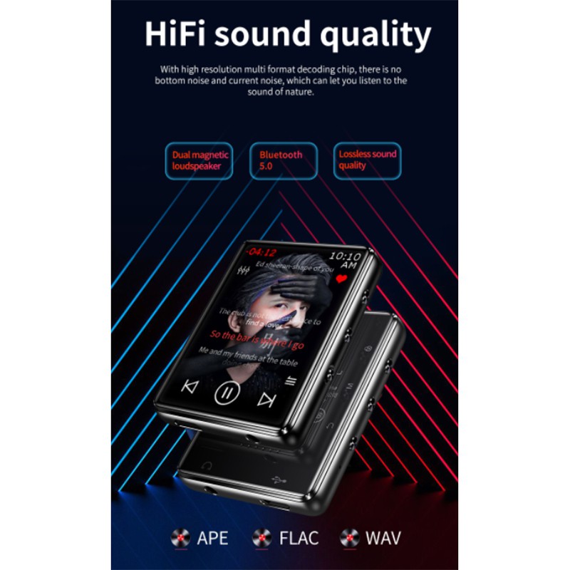 Máy Nghe Nhạc Mp3 X60 Kết Nối Bluetooth Hỗ Trợ Fm Radio / E-Book / Video Màu Vàng Hồng 16gb