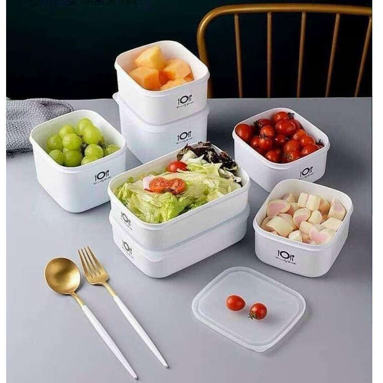 Combo 4 hộp trữ đông tủ lạnh nhiều size Hộp đựng thực phẩm nhựa an toàn có nắp đậy
