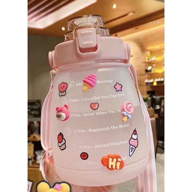 Bình Nước 1400ml,1,4l Cao Cấp. Bình Nước cute, giữ nhiệt, có vạch chia