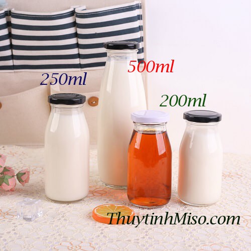 [ GIÁ SỐC ] 1  chai thủy tinh trong suốt có lắp đậy loại 200ml- 1000ml..