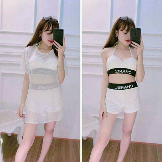 Bộ Bikini 3 Mảnh Áo Lưới Đồ Bơi Đi Biển | BigBuy360 - bigbuy360.vn