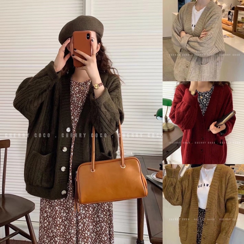 Áo cardigan vặn thừng dày 11502 CHERRY COCO