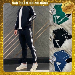 Bộ thể thao nam thu đông 3 sọc, quần áo thể thao nam nữ co giãn, đồ bộ thể thao cao cấp